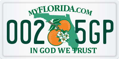 FL license plate 0025GP