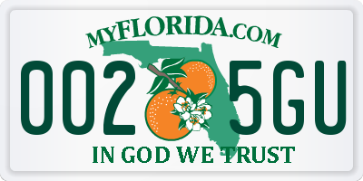 FL license plate 0025GU