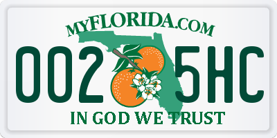 FL license plate 0025HC