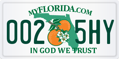 FL license plate 0025HY