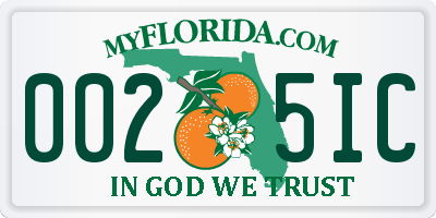 FL license plate 0025IC