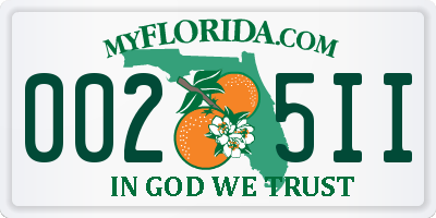 FL license plate 0025II