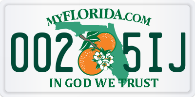 FL license plate 0025IJ