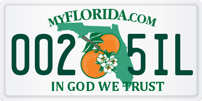FL license plate 0025IL