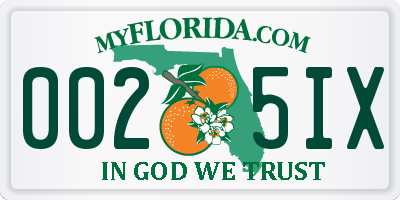FL license plate 0025IX