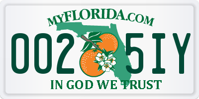FL license plate 0025IY