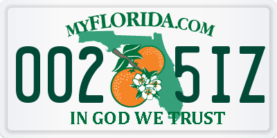 FL license plate 0025IZ