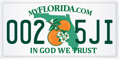 FL license plate 0025JI