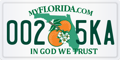 FL license plate 0025KA