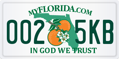 FL license plate 0025KB