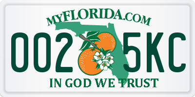 FL license plate 0025KC
