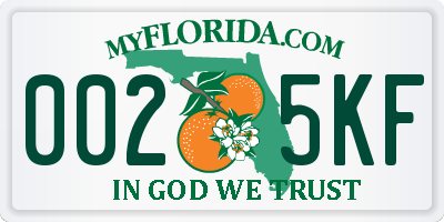 FL license plate 0025KF