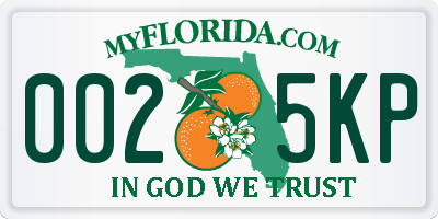 FL license plate 0025KP