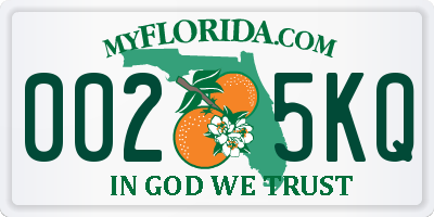 FL license plate 0025KQ