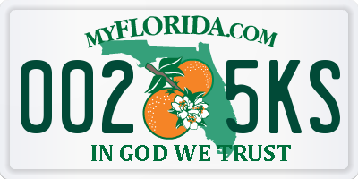 FL license plate 0025KS