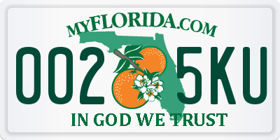 FL license plate 0025KU