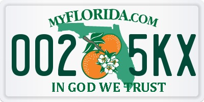 FL license plate 0025KX