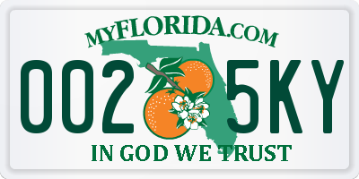 FL license plate 0025KY