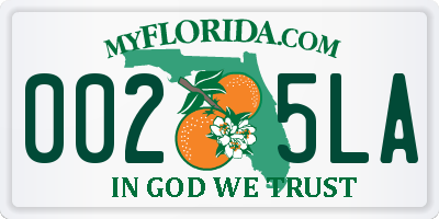 FL license plate 0025LA