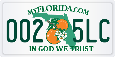 FL license plate 0025LC