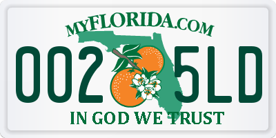 FL license plate 0025LD
