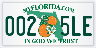 FL license plate 0025LE