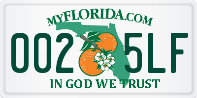 FL license plate 0025LF