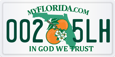 FL license plate 0025LH