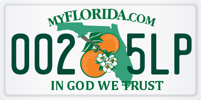 FL license plate 0025LP
