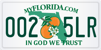 FL license plate 0025LR