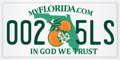 FL license plate 0025LS