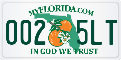 FL license plate 0025LT