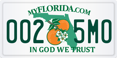 FL license plate 0025MO