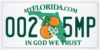 FL license plate 0025MP