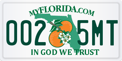 FL license plate 0025MT