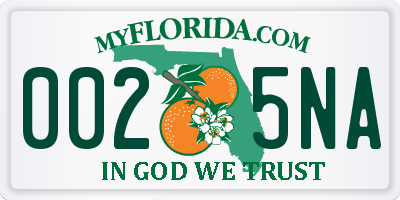 FL license plate 0025NA