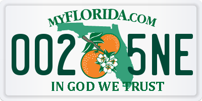 FL license plate 0025NE