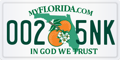 FL license plate 0025NK