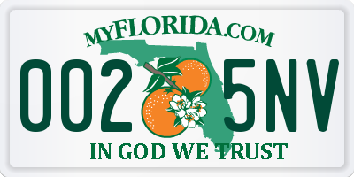 FL license plate 0025NV
