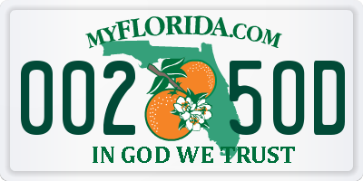 FL license plate 0025OD