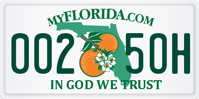 FL license plate 0025OH