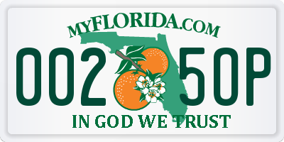 FL license plate 0025OP