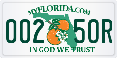 FL license plate 0025OR
