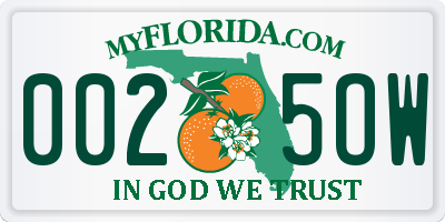 FL license plate 0025OW