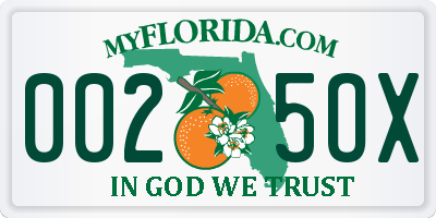 FL license plate 0025OX