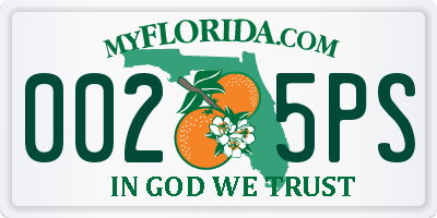 FL license plate 0025PS