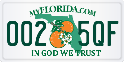 FL license plate 0025QF