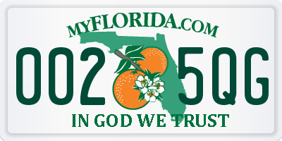 FL license plate 0025QG