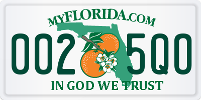 FL license plate 0025QO