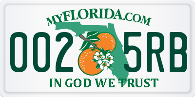 FL license plate 0025RB